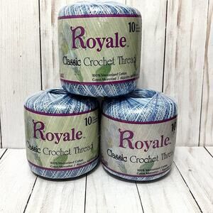 ROYALE Classic Crochet Thread Size 10 300 Yards Color Ocean #0995 Lot of 3